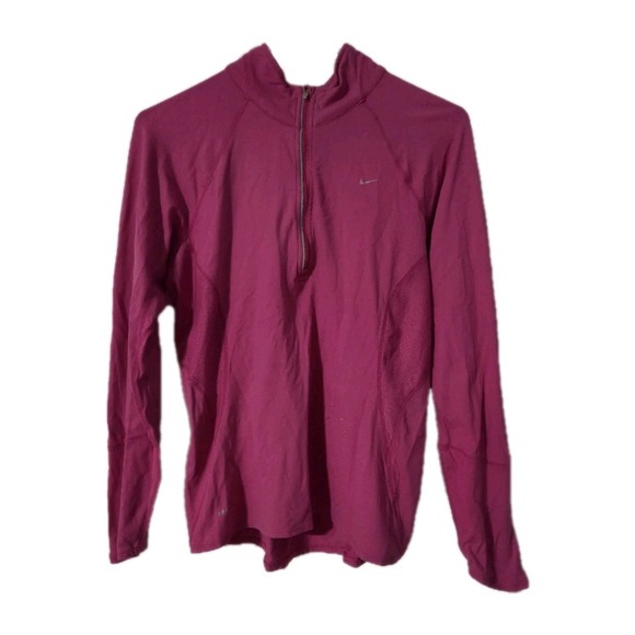 Nike Women's Activewear Shirt Half Zip Size M Pink Long Sleeve Dri-Fit. - Picture 1 of 4